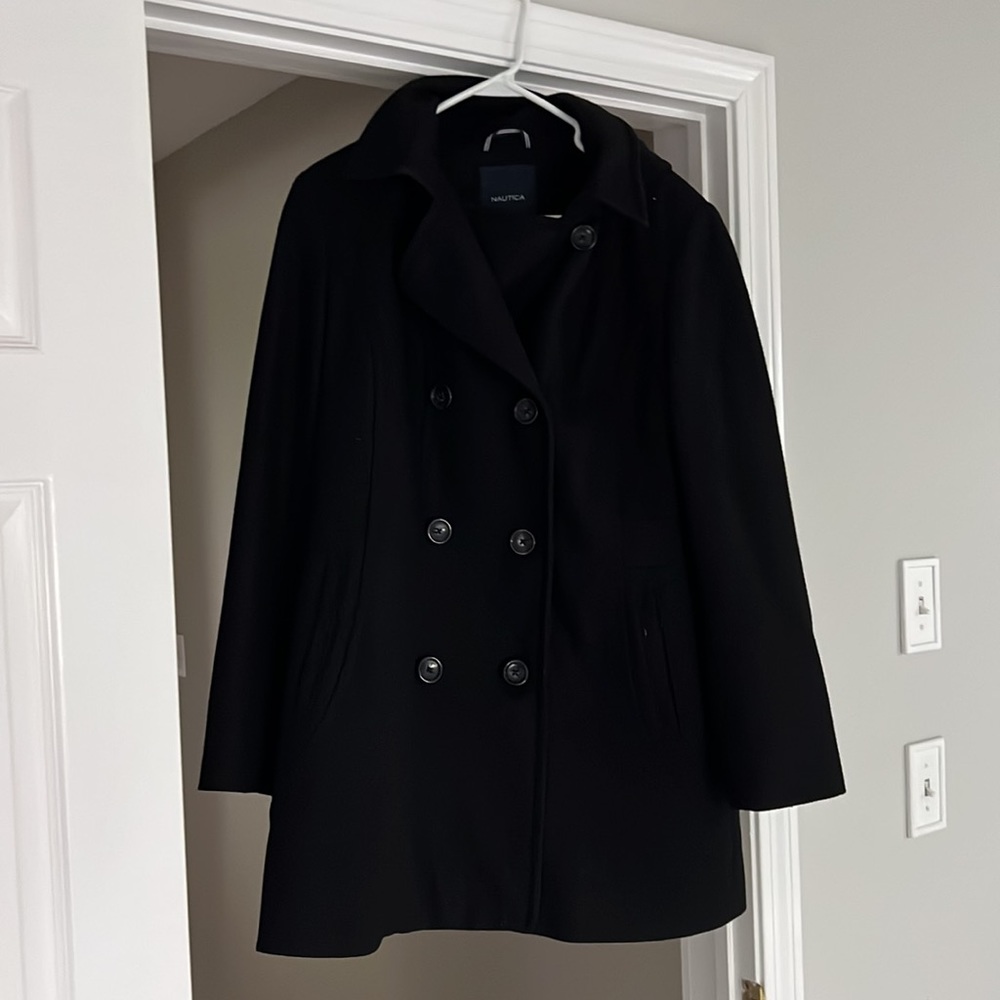 Nautica black pea coat women’s XXL